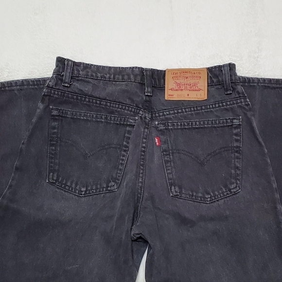 VINTAGE Levi's 550 Red Tab Black Stone Wash Relaxed Tapered High Rise Jeans 6 - Picture 8 of 13